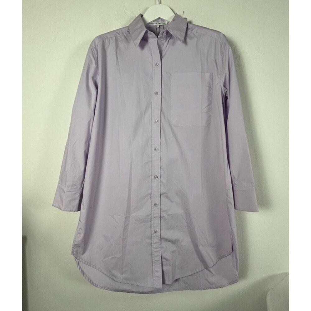 English Factory Womens Classic Collared Dress Shirt Small Lavender Button-Up New